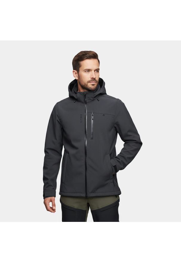 Kurtka męska softshell Alpinus Roignais. Kolor: czarny, szary, wielokolorowy. Materiał: softshell. Sezon: jesień. Sport: turystyka piesza