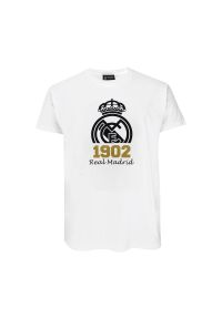 Real Madrid - Real Madryt 1902 - biała koszulka z herbem. Kolor: wielokolorowy. Sport: piłka nożna