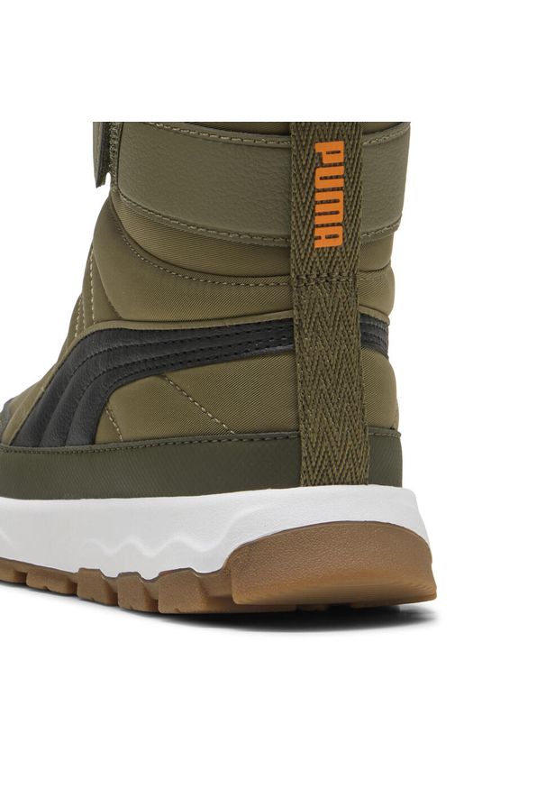 Puma - Dziecięce buty PUMA Evolve PUMA Olive Black Orange Glo Green. Kolor: czarny, pomarańczowy, żółty, zielony, wielokolorowy. Sport: turystyka piesza