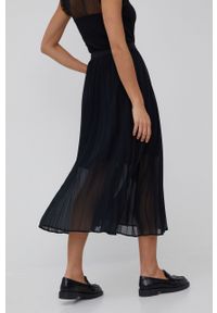 Sisley spódnica kolor czarny midi rozkloszowana. Kolor: czarny. Materiał: tkanina #3