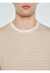 Big-Star - Koszulka męska w paski beżowa Oler 801. Kolor: beżowy. Materiał: dzianina. Wzór: paski. Sezon: lato. Styl: elegancki, klasyczny #3