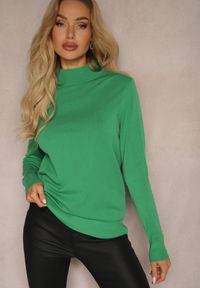 Renee - Zielony Casualowy Golf Arlotta. Okazja: na co dzień. Typ kołnierza: golf. Kolor: zielony. Materiał: jedwab, jeans, poliester, poliamid. Styl: casual #5
