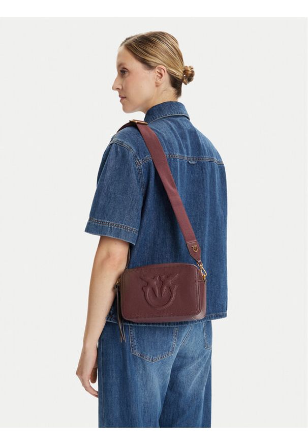 Pinko - PINKO Torebka Carrie Camera Bag Classic PE 25 PLTT 104336 A29Q Bordowy. Kolor: czerwony. Materiał: skórzane