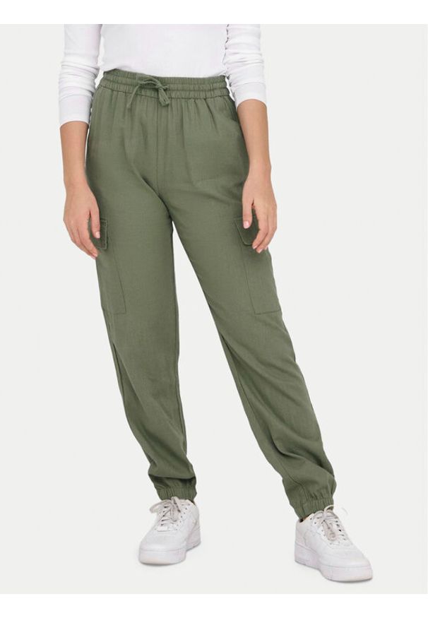 only - ONLY Spodnie dresowe Caro 15310987 Zielony Cargo Fit. Kolor: zielony. Materiał: len