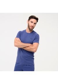 Koszulka z krótkim rękawem męska Puma Active Gym & Pilates. Kolor: niebieski. Materiał: bawełna, materiał. Długość rękawa: krótki rękaw. Długość: krótkie. Sport: joga i pilates