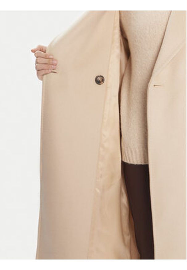 Weekend Max Mara Płaszcz wełniany Resina 2525016031 Beżowy Regular Fit. Kolor: beżowy. Materiał: wełna