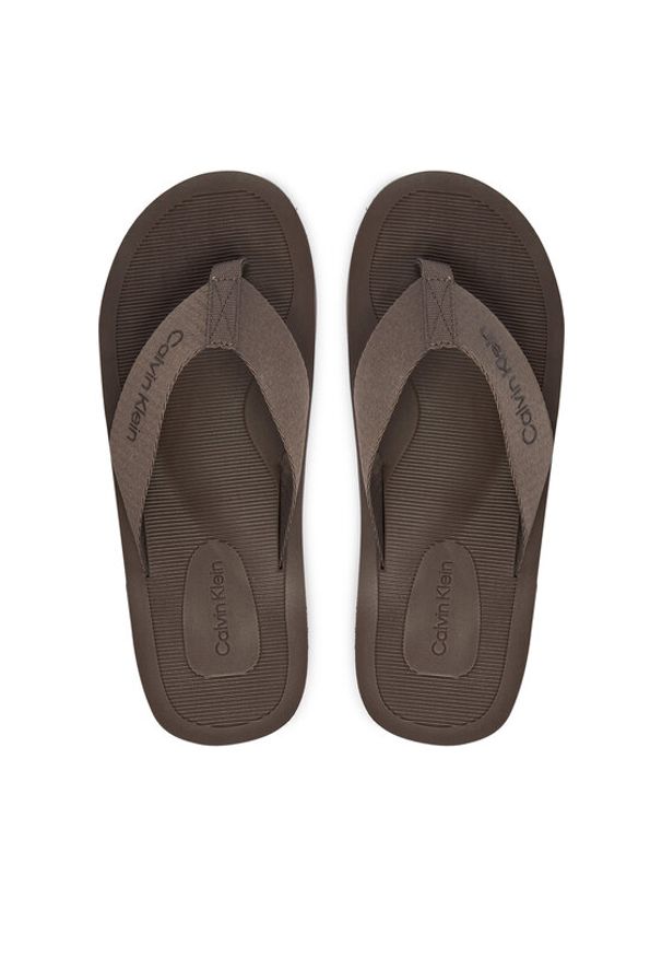 Calvin Klein Japonki Logo Webbing Strap HM0HM02106 Brązowy. Kolor: brązowy. Materiał: materiał