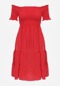 Renee - Czerwona Sukienka z Bawełny Hiszpanka Tolarelle. Okazja: na co dzień. Typ kołnierza: dekolt hiszpanka. Kolor: czerwony. Materiał: bawełna. Styl: elegancki, klasyczny, casual #8