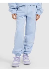 4f - 4F Spodnie dresowe joggery dziewczęce - niebieskie 134 (8-9 lat). Okazja: na co dzień. Stan: podwyższony. Kolor: niebieski. Materiał: dresówka. Długość: do kostek. Sezon: lato. Styl: casual #2