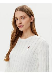 U.S. Polo Assn. Sweter WUP0398 Biały Regular Fit. Typ kołnierza: polo. Kolor: biały. Materiał: bawełna #5