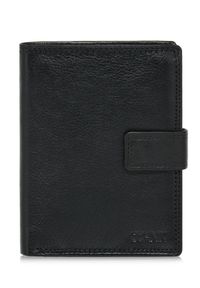 Ochnik - Skórzany zapinany czarny portfel męski. Kolor: czarny. Materiał: skóra #1