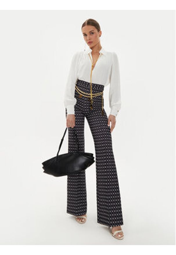 Elisabetta Franchi Bluzka CA0-934-6E2-V420 Biały Standard Fit. Kolor: biały. Materiał: syntetyk