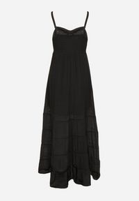 Born2be - Czarna Sukienka z Bawełną na Regulowanych Ramiączkach z Elastyczną Gumką na Plecach Tinathias. Okazja: na co dzień, na spacer. Kolor: czarny. Materiał: bawełna. Długość rękawa: na ramiączkach. Sezon: lato. Typ sukienki: proste. Styl: klasyczny, casual #7