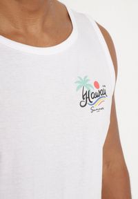 Born2be - Biała Koszulka Tank Top z Bawełny z Nadrukiem Voanna. Kolor: biały. Materiał: bawełna. Wzór: nadruk #6