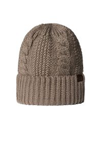 Czapka The North Face Oh-Mega 0A7WJJBOW1 - beżowa. Kolor: beżowy. Materiał: poliester. Wzór: aplikacja, ze splotem. Styl: klasyczny, vintage #1