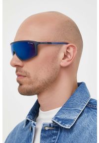 Armani Exchange okulary przeciwsłoneczne 0AX4119S męskie. Kształt: prostokątne. Kolor: niebieski #1