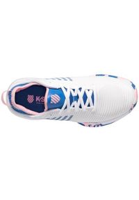 Buty do tenisa damskie K-Swiss Hypercourt Supreme Allcourt. Kolor: biały, wielokolorowy, niebieski. Materiał: materiał, syntetyk. Szerokość cholewki: normalna. Sport: tenis