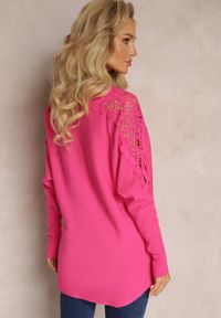 Renee - Fuksjowy Sweter z Rękawami Typu Nietoperz i Wstawkami z Koronki Moia. Kolor: różowy. Materiał: koronka. Wzór: koronka #5