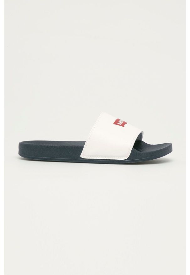Levi's® - Levi's - Klapki. Okazja: na spotkanie biznesowe. Kolor: biały. Materiał: guma. Obcas: na obcasie. Styl: biznesowy. Wysokość obcasa: niski