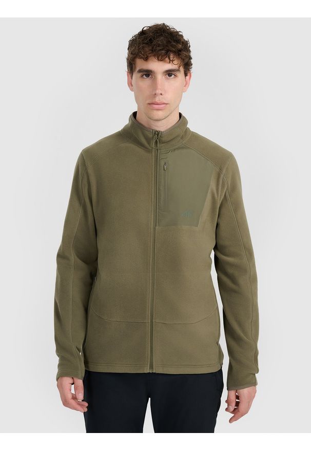 4f - 4F Polar ze stójką Polartec regular męski - khaki L. Typ kołnierza: kołnierzyk stójkowy. Kolor: oliwkowy, wielokolorowy, brązowy. Materiał: polar. Technologia: Primaloft. Sport: wspinaczka, turystyka piesza