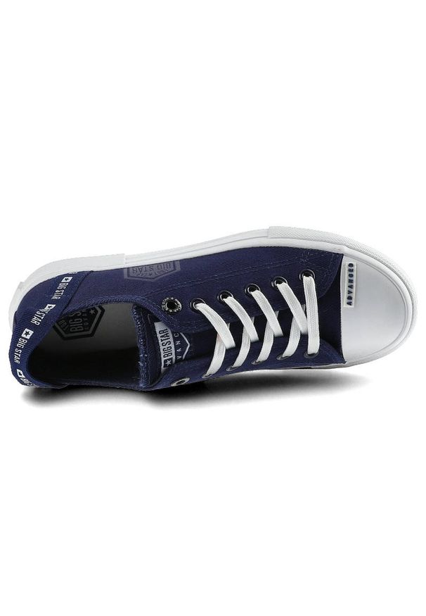 Big-Star - Granatowe Trampki Big Star Damskie Lekkie Półbuty. Okazja: na co dzień. Zapięcie: sznurówki. Kolor: niebieski. Materiał: jeans, dresówka, materiał. Szerokość cholewki: normalna. Styl: casual