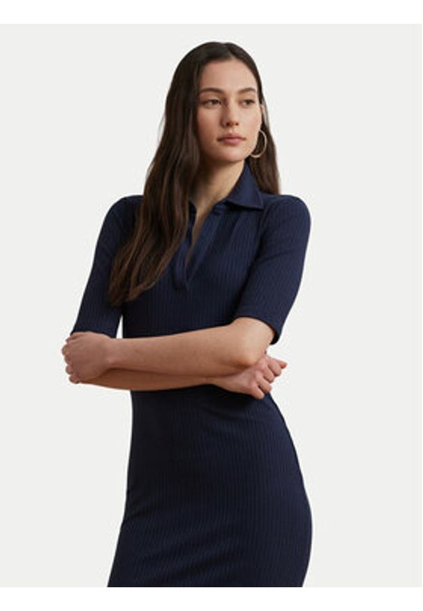 Lauren Ralph Lauren - LAUREN RALPH LAUREN Sukienka dzianinowa 200973609001 Granatowy Slim Fit. Kolor: niebieski. Materiał: syntetyk