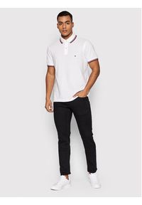 TOMMY HILFIGER - Tommy Hilfiger Polo Tipped MW0MW13080 Biały Slim Fit. Typ kołnierza: polo. Kolor: biały. Materiał: bawełna