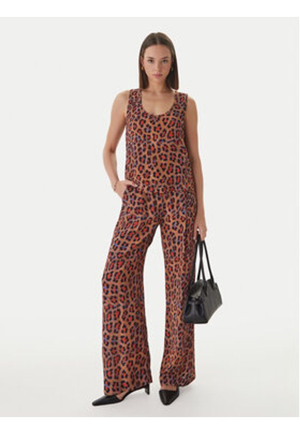 LOLA CASADEMUNT Spodnie palazzo MS2614002 Brązowy Wide Leg. Kolor: brązowy. Materiał: wiskoza