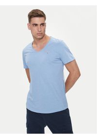 Tommy Jeans T-Shirt Jaspe DM0DM09587 Niebieski Slim Fit. Kolor: niebieski. Materiał: syntetyk, bawełna