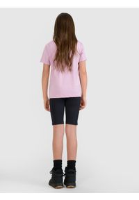 4f - 4F Legginsy kolarki trekkingowe szybkoschnące dziewczęce - czarne 158/164 (12-14 lat). Kolor: czarny. Materiał: materiał, dzianina, syntetyk, włókno, elastan. Długość: krótkie. Wzór: gładki, jednolity, ze splotem. Sezon: lato