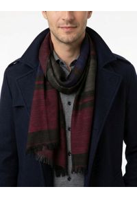 Lekki Szalik Wiosenno-Jesienny - Teer - Ciemna Kolorystyka. Okazja: na spacer. Kolor: wielokolorowy. Materiał: poliester. Wzór: prążki, paski. Sezon: wiosna, jesień. Styl: elegancki #3