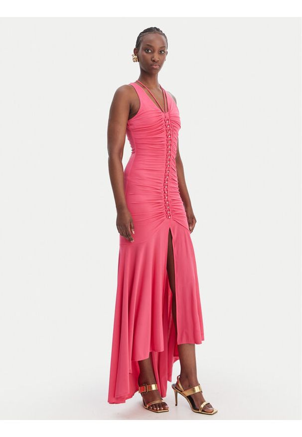 Just Cavalli Sukienka koktajlowa 80PAOB01 CJB04 Różowy Slim Fit. Kolor: różowy. Materiał: syntetyk. Styl: wizytowy