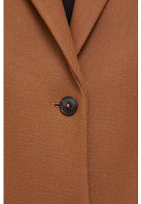 TOMMY HILFIGER - Tommy Hilfiger płaszcz wełniany kolor brązowy przejściowy. Okazja: na co dzień. Kolor: brązowy. Materiał: wełna. Wzór: aplikacja. Styl: casual, klasyczny #2