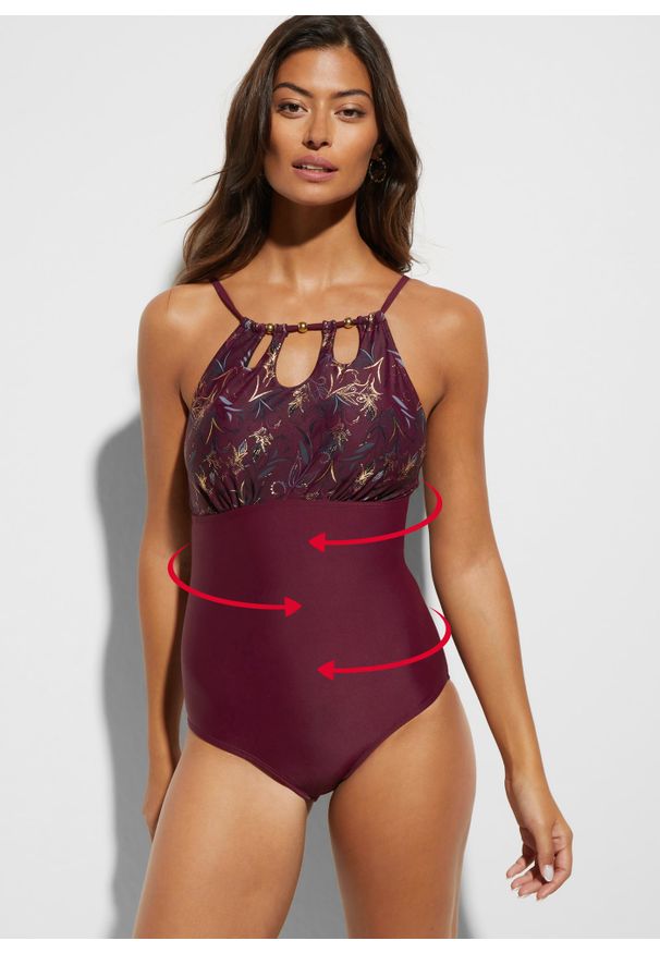 bonprix - Ekskluzywny kostium kąpielowy shape, średni stopień modelowania sylwetki. Kolor: fioletowy. Materiał: materiał
