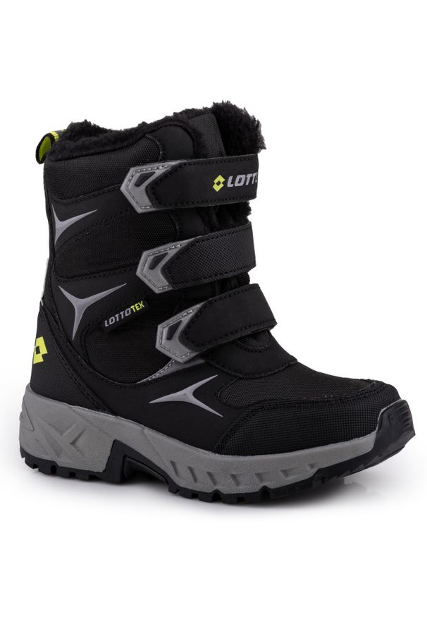 LOTTO - Buty dziecięce zimowe śniegowce Lotto PINCECREEK TEX. Kolor: szary, czarny, wielokolorowy. Sezon: zima. Sport: turystyka piesza