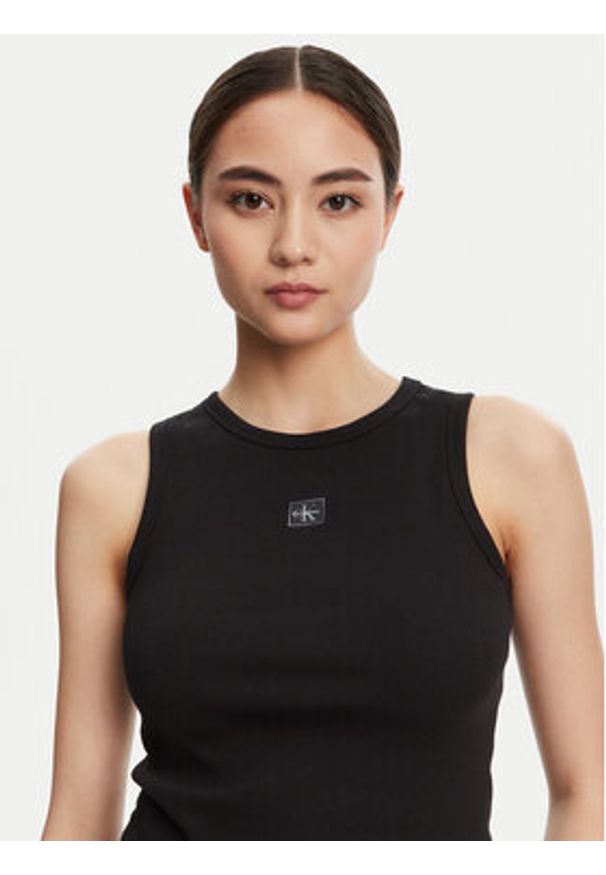 Calvin Klein Jeans Top LV047C201G Czarny Slim Fit. Kolor: czarny. Materiał: bawełna