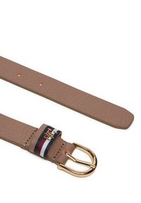 TOMMY HILFIGER - Tommy Hilfiger Pasek Damski Essential Effortless AW0AW16612 Beżowy. Kolor: beżowy. Materiał: skóra #3