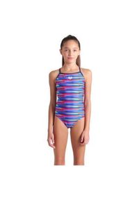 Strój Kąpielowy Dziewczęcy Arena Racing Stripe Swimsuit Light. Kolor: niebieski