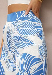 Renee - Niebieskie Spodnie z Szerokimi Nogawkami HIgh Waist z Gumką w Talii Dimnia. Stan: podwyższony. Kolor: niebieski. Materiał: tkanina. Sezon: lato #2