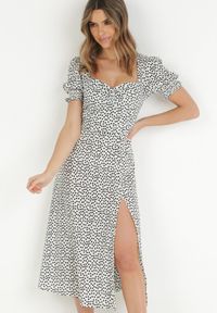 Born2be - Biała Sukienka Aquineva. Kolor: biały. Wzór: kwiaty. Długość: midi #3