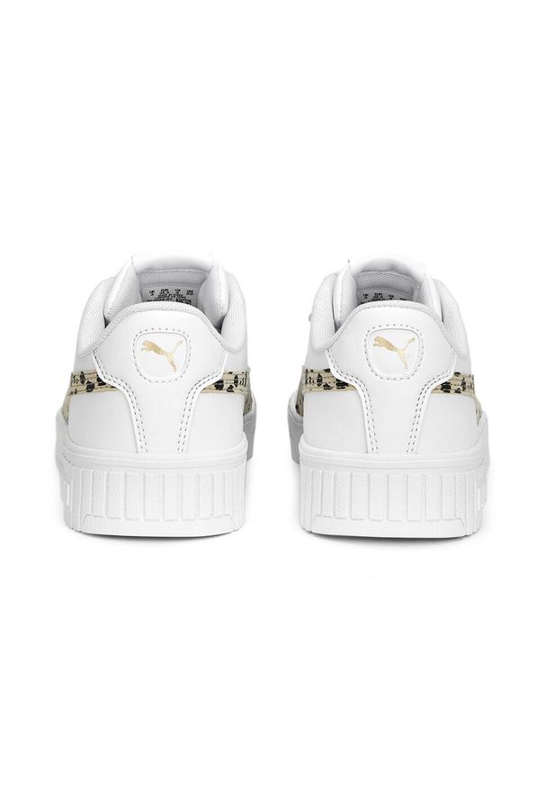 Puma - Młodzieżowe sneakersy Carina 2.0 Holo PUMA White Granola Black Gold Beige. Kolor: biały, wielokolorowy, beżowy, czarny. Wzór: motyw zwierzęcy. Sezon: lato