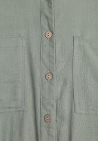 Renee - Zielona Koszula z Lnem Bawełną i Szerokimi Rękawami Moontwist. Okazja: na co dzień. Kolor: zielony. Materiał: bawełna, len. Styl: casual #3