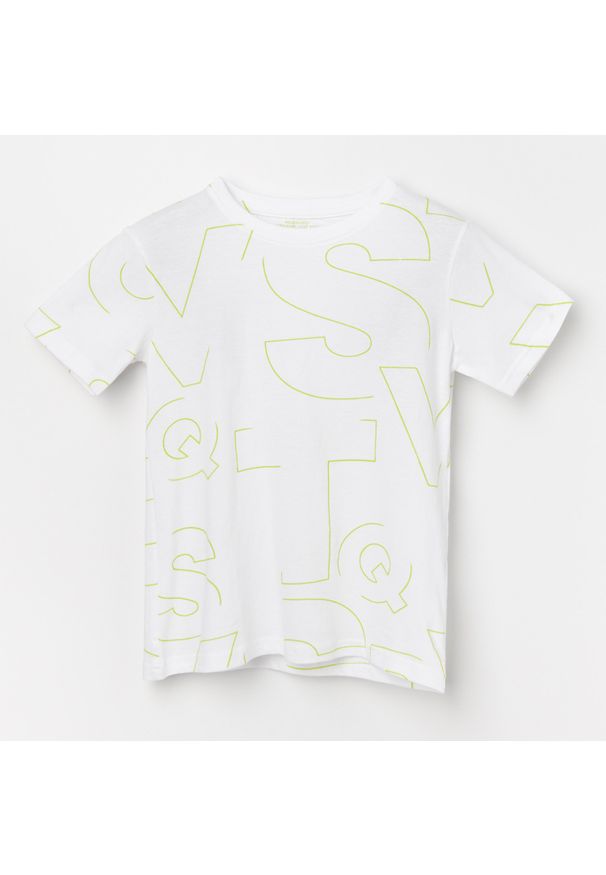 Reserved - Bawełniany t-shirt z nadrukiem -. Kolor: biały. Materiał: bawełna. Wzór: nadruk