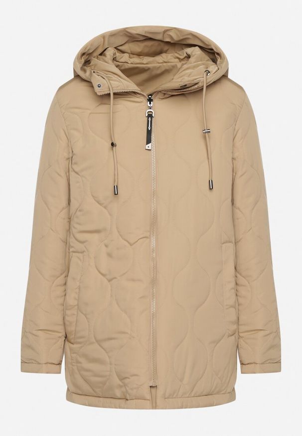 Born2be - Ciemnobeżowa Kurtka Parka Dwustronna Korilea. Okazja: na co dzień. Kolor: beżowy. Wzór: gładki. Styl: elegancki, klasyczny, casual