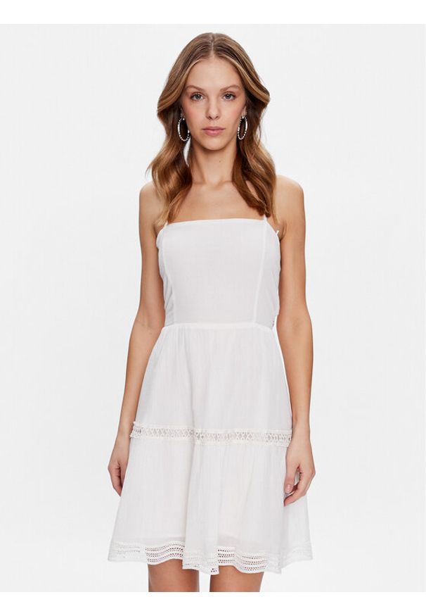 Guess Sukienka letnia Safa W3GK0M WEID0 Biały Regular Fit. Kolor: biały. Materiał: bawełna. Sezon: lato