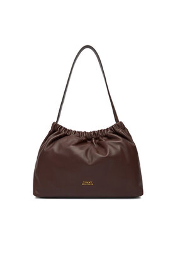 TOMMY HILFIGER - Tommy Hilfiger Torebka Soft Leather Shoulder Bag AW0AW18307 Bordowy. Kolor: czerwony. Materiał: skórzane