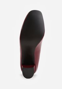 Born2be - Bordowe Lakierowane Czółenka na Obcasie ze Skórzaną Wkładką Naorisa. Kolor: czerwony. Materiał: skóra, lakier. Obcas: na obcasie. Styl: klasyczny. Wysokość obcasa: średni #2