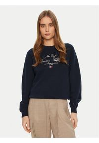TOMMY HILFIGER - Tommy Hilfiger Bluza Modern Script WW0WW43844 Granatowy Regular Fit. Kolor: niebieski. Materiał: bawełna #1
