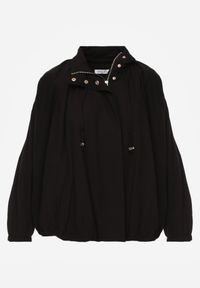 Born2be - Czarna Przejściowa Kurtka Bombka Oversize z Bawełny i Wiskozy Effinue. Okazja: na spacer, na co dzień. Kolor: czarny. Materiał: wiskoza, bawełna. Styl: casual #8