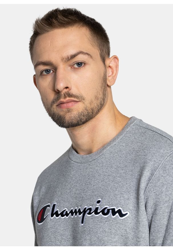 Bluza męska Champion Organic Cotton Blend Script Logo (216471-EM525). Kolor: szary. Materiał: materiał. Styl: elegancki, sportowy